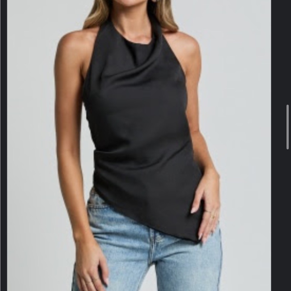 Black halter asymmetrical tank